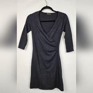 Athleta Black 3/4 Sleeve Stretch Faux Wrap Dress Womens Size XXSP